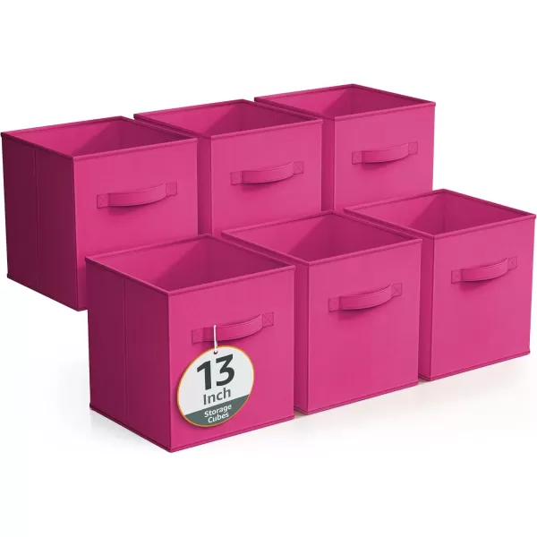 imageSorbus Fabric Storage Cubes  6 Foldable Storage Bins for Organizing Pantry Cubbies Toy Box  Clothes Storage ampamp Closet Organizer  13 Inch Collapsible Cube Baskets for Shelves with HandlePink