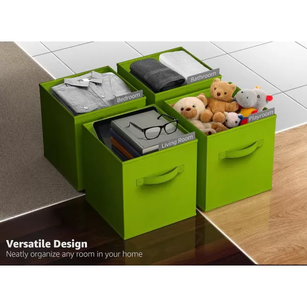 imageSorbus Fabric Storage Cubes  6 Foldable Storage Bins for Organizing Pantry Cubbies Toy Box  Clothes Storage ampamp Closet Organizer  13 Inch Collapsible Cube Baskets for Shelves with HandleGreen
