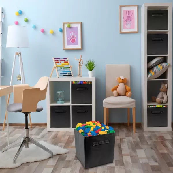 imageSorbus Fabric Storage Cubes  6 Foldable Storage Bins for Organizing Pantry Cubbies Toy Box  Clothes Storage ampamp Closet Organizer  13 Inch Collapsible Cube Baskets for Shelves with HandleBlack