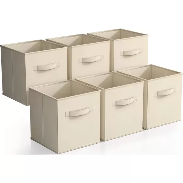 imageSorbus Fabric Storage Cubes  6 Foldable Storage Bins for Organizing Pantry Cubbies Toy Box  Clothes Storage ampamp Closet Organizer  13 Inch Collapsible Cube Baskets for Shelves with HandleBeige