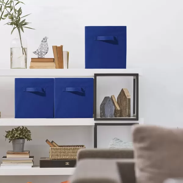 imageSorbus Fabric Storage Cubes  6 Foldable Storage Bins for Organizing Pantry Cubbies Toy Box  Clothes Storage ampamp Closet Organizer  13 Inch Collapsible Cube Baskets for Shelves with HandleNavy Blue