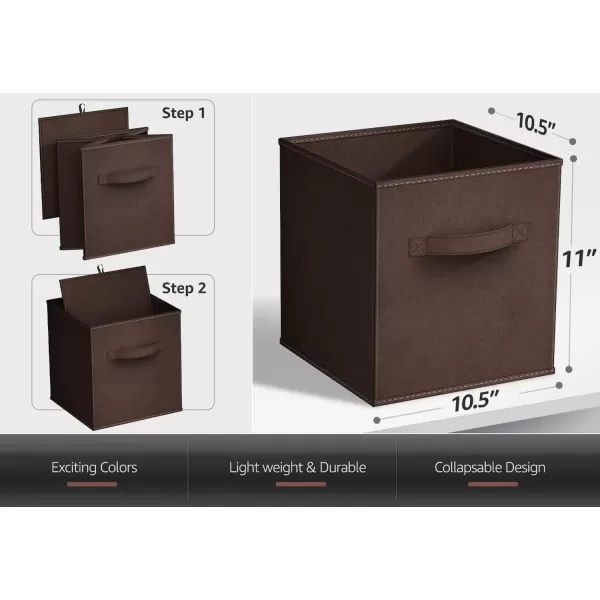 imageSorbus Fabric Storage Cubes  6 Foldable Storage Bins for Organizing Pantry Cubbies Toy Box  Clothes Storage ampamp Closet Organizer  13 Inch Collapsible Cube Baskets for Shelves with HandleChocolate