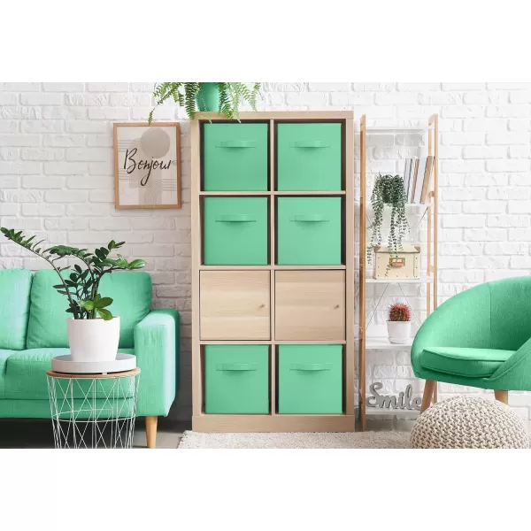 imageSorbus Fabric Storage Cubes  6 Foldable Storage Bins for Organizing Pantry Cubbies Toy Box  Clothes Storage ampamp Closet Organizer  13 Inch Collapsible Cube Baskets for Shelves with HandleTeal