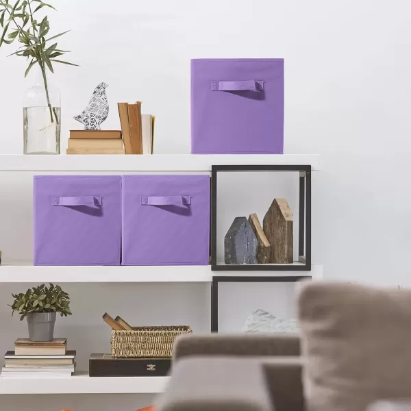 imageSorbus Fabric Storage Cubes  6 Foldable Storage Bins for Organizing Pantry Cubbies Toy Box  Clothes Storage ampamp Closet Organizer  13 Inch Collapsible Cube Baskets for Shelves with HandlePastel Purple