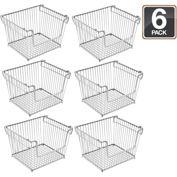 imageSorbus Farmhouse Scoop Storage Bin Wire Baskets with Handles Stackable Basket Set Organizers for Home Kitchen Pantry Bathroom Laundry Closet Organization Iron Metal 6Pack WhiteSilver