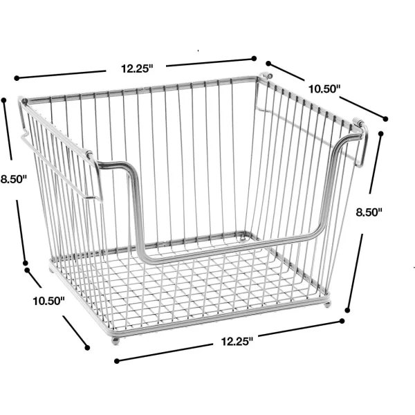 imageSorbus Farmhouse Scoop Storage Bin Wire Baskets with Handles Stackable Basket Set Organizers for Home Kitchen Pantry Bathroom Laundry Closet Organization Iron Metal 6Pack WhiteSilver