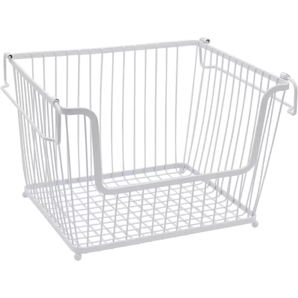 imageSorbus Farmhouse Scoop Storage Bin Wire Baskets with Handles Stackable Basket Set Organizers for Home Kitchen Pantry Bathroom Laundry Closet Organization Iron Metal 6Pack WhiteWhite