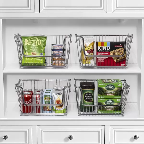 imageSorbus Farmhouse Wire Baskets with Handles Potato and Onion Storage Vegetable Baskets for Kitchen Organizers for Pantry Laundry Closet Organization Iron Metal 2Pack SilverSilver