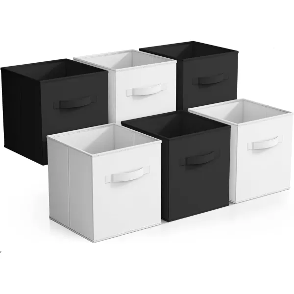 imageSorbus Foldable Storage Cubes  6 Pack 11 Inch Fabric Foldable Storage and Organization Versatile Use Collapsible Storage Lightweight and DurableBlack  White