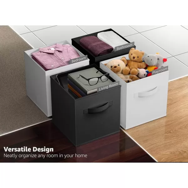 imageSorbus Foldable Storage Cubes  6 Pack 11 Inch Fabric Foldable Storage and Organization Versatile Use Collapsible Storage Lightweight and DurableBlack  White