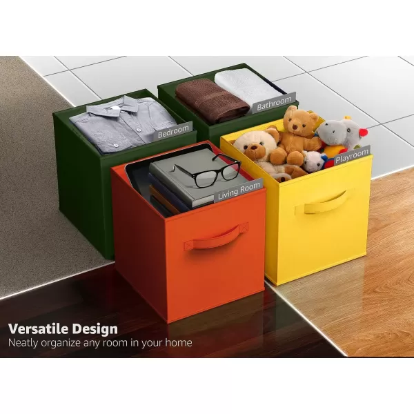 imageSorbus Foldable Storage Cubes  6 Pack 11 Inch Fabric Foldable Storage and Organization Versatile Use Collapsible Storage Lightweight and DurableDark Yellow Green  Orange