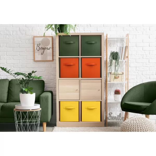 imageSorbus Foldable Storage Cubes  6 Pack 11 Inch Fabric Foldable Storage and Organization Versatile Use Collapsible Storage Lightweight and DurableDark Yellow Green  Orange