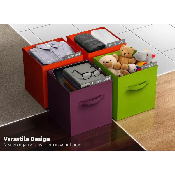 imageSorbus Foldable Storage Cubes  6 Pack 11 Inch Fabric Foldable Storage and Organization Versatile Use Collapsible Storage Lightweight and DurableMulti  Purple Green Orange