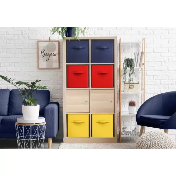 imageSorbus Foldable Storage Cubes  6 Pack 11 Inch Fabric Foldable Storage and Organization Versatile Use Collapsible Storage Lightweight and DurableMulti  Yellow Red Navy