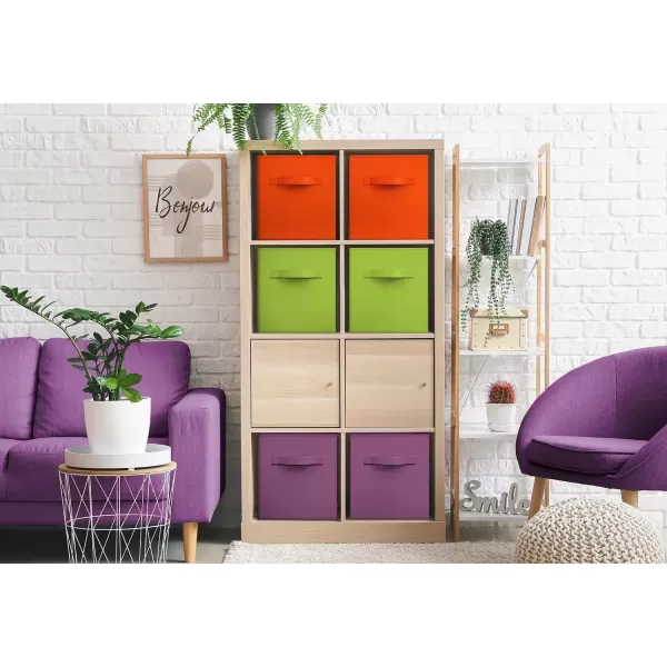 imageSorbus Foldable Storage Cubes  6 Pack 11 Inch Fabric Foldable Storage and Organization Versatile Use Collapsible Storage Lightweight and DurableMulti  Purple Green Orange