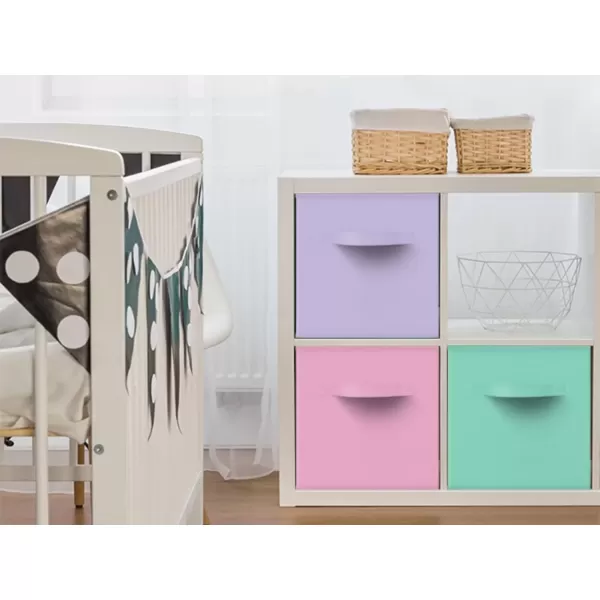 imageSorbus Foldable Storage Cubes  6 Pack 11 Inch Fabric Foldable Storage and Organization Versatile Use Collapsible Storage Lightweight and DurablePastel Pink Purple Teal