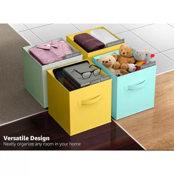 imageSorbus Foldable Storage Cubes  6 Pack 11 Inch Fabric Foldable Storage and Organization Versatile Use Collapsible Storage Lightweight and DurablePastel Blue Green Yellow