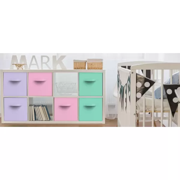 imageSorbus Foldable Storage Cubes  6 Pack 11 Inch Fabric Foldable Storage and Organization Versatile Use Collapsible Storage Lightweight and DurablePastel Pink Purple Teal