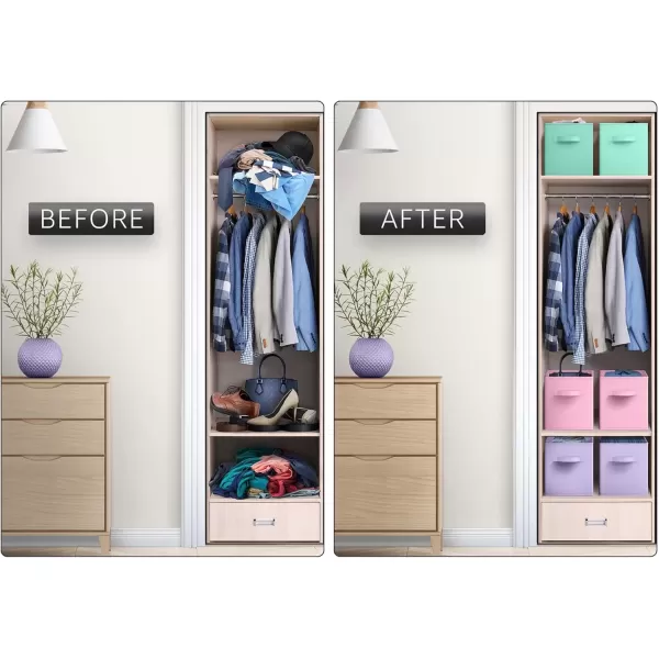 imageSorbus Foldable Storage Cubes  6 Pack 11 Inch Fabric Foldable Storage and Organization Versatile Use Collapsible Storage Lightweight and DurablePastel Pink Purple Teal