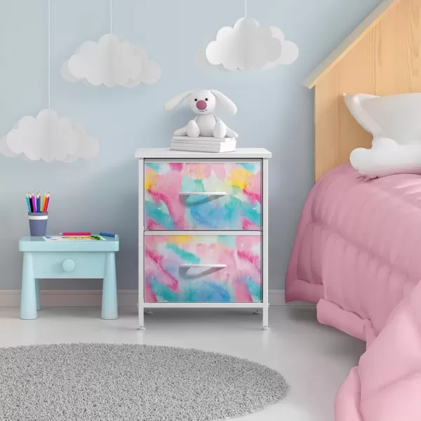 imageSorbus Kids Dresser with 5 Drawers  Storage Chest Organizer Nightstand  Steel Frame Wood Top TieDye Fabric Bins for Clothes  Wide Furniture for Bedroom Hallway Nursery Closet ampamp ApartmentRainbow Sparkle