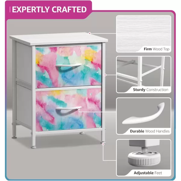 imageSorbus Kids Dresser with 5 Drawers  Storage Chest Organizer Nightstand  Steel Frame Wood Top TieDye Fabric Bins for Clothes  Wide Furniture for Bedroom Hallway Nursery Closet ampamp ApartmentRainbow Sparkle