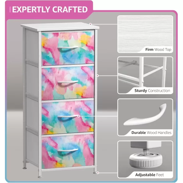 imageSorbus Kids Dresser with 5 Drawers  Storage Chest Organizer Nightstand  Steel Frame Wood Top TieDye Fabric Bins for Clothes  Wide Furniture for Bedroom Hallway Nursery Closet ampamp ApartmentRainbow Sparkle