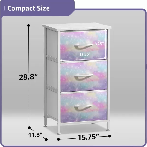 imageSorbus Kids Dresser with 5 Drawers  Storage Chest Organizer Nightstand  Steel Frame Wood Top TieDye Fabric Bins for Clothes  Wide Furniture for Bedroom Hallway Nursery Closet ampamp ApartmentWatercolor