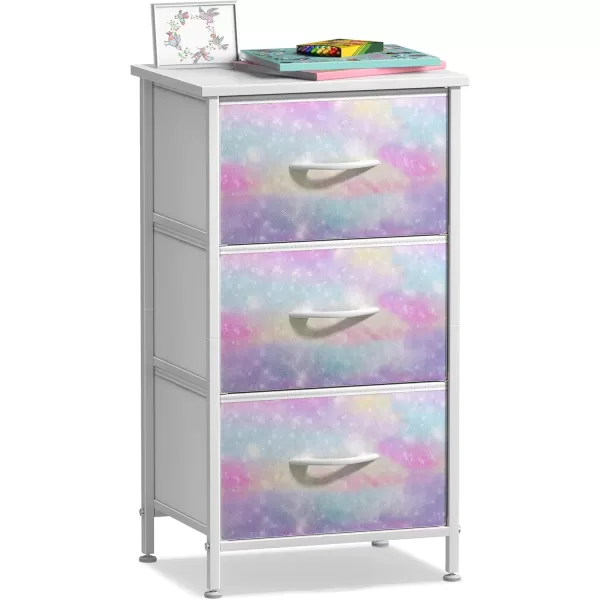 imageSorbus Kids Dresser with 5 Drawers  Storage Chest Organizer Nightstand  Steel Frame Wood Top TieDye Fabric Bins for Clothes  Wide Furniture for Bedroom Hallway Nursery Closet ampamp ApartmentWatercolor