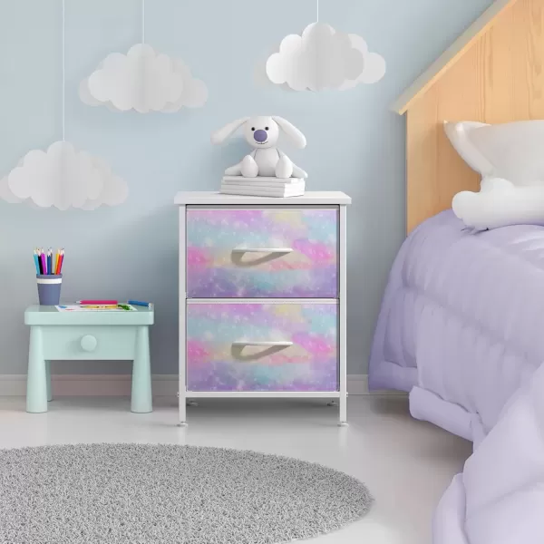 imageSorbus Kids Dresser with 5 Drawers  Storage Chest Organizer Nightstand  Steel Frame Wood Top TieDye Fabric Bins for Clothes  Wide Furniture for Bedroom Hallway Nursery Closet ampamp ApartmentWatercolor
