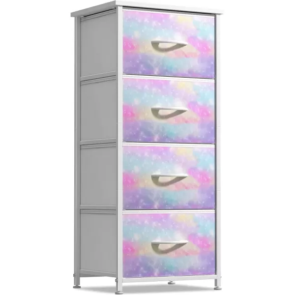 imageSorbus Kids Dresser with 5 Drawers  Storage Chest Organizer Nightstand  Steel Frame Wood Top TieDye Fabric Bins for Clothes  Wide Furniture for Bedroom Hallway Nursery Closet ampamp ApartmentWatercolor