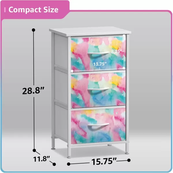 imageSorbus Kids Dresser with 5 Drawers  Storage Chest Organizer Nightstand  Steel Frame Wood Top TieDye Fabric Bins for Clothes  Wide Furniture for Bedroom Hallway Nursery Closet ampamp ApartmentRainbow Sparkle