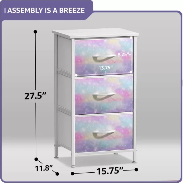 imageSorbus Kids Dresser with 5 Drawers  Storage Chest Organizer Nightstand  Steel Frame Wood Top TieDye Fabric Bins for Clothes  Wide Furniture for Bedroom Hallway Nursery Closet ampamp ApartmentWatercolor