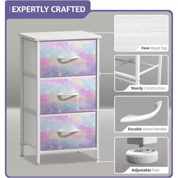 imageSorbus Kids Dresser with 5 Drawers  Storage Chest Organizer Nightstand  Steel Frame Wood Top TieDye Fabric Bins for Clothes  Wide Furniture for Bedroom Hallway Nursery Closet ampamp ApartmentWatercolor