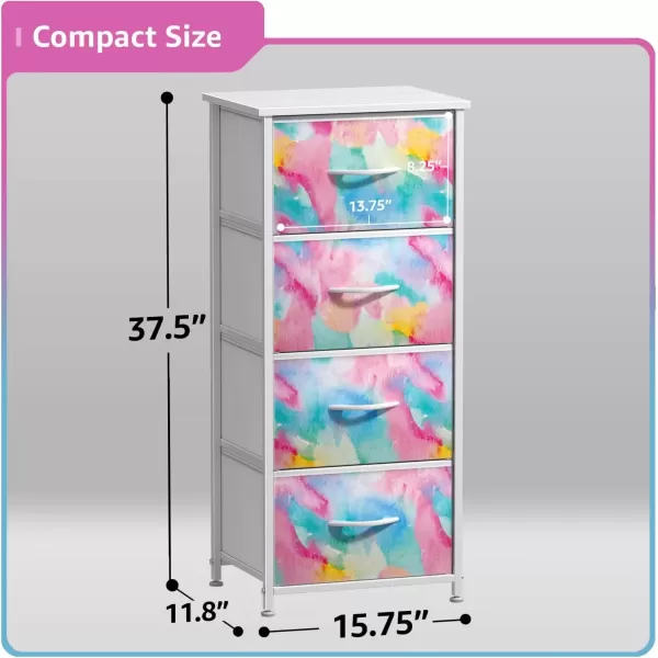 imageSorbus Kids Dresser with 5 Drawers  Storage Chest Organizer Nightstand  Steel Frame Wood Top TieDye Fabric Bins for Clothes  Wide Furniture for Bedroom Hallway Nursery Closet ampamp ApartmentRainbow Sparkle