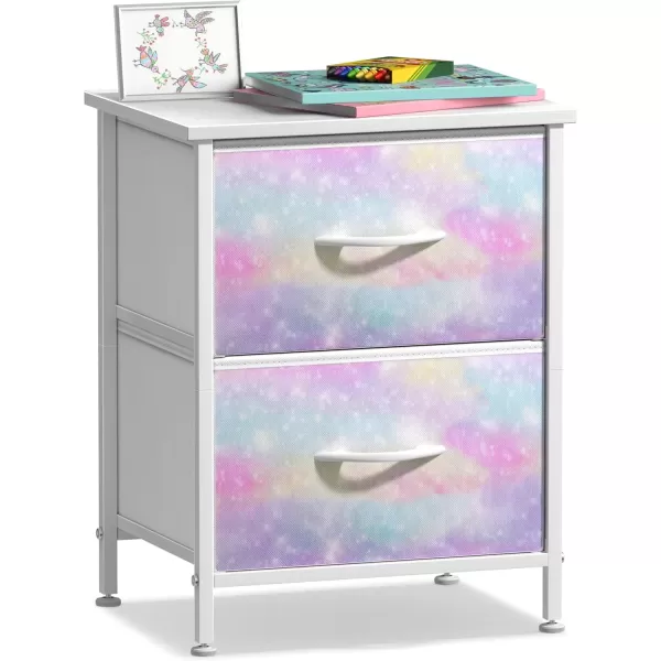 imageSorbus Kids Dresser with 5 Drawers  Storage Chest Organizer Nightstand  Steel Frame Wood Top TieDye Fabric Bins for Clothes  Wide Furniture for Bedroom Hallway Nursery Closet ampamp ApartmentWatercolor