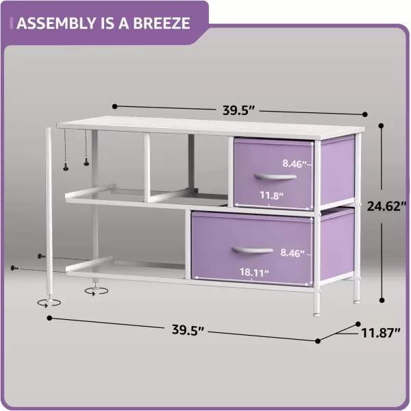 imageSorbus Kids Dresser with 5 Drawers  Storage Chest Organizer Unit with Steel Frame Wood Top Easy Pull Fabric Bins  Long Wide TV Stand for Bedroom Furniture Hallway Closet ampamp Office OrganizationPastel Purple