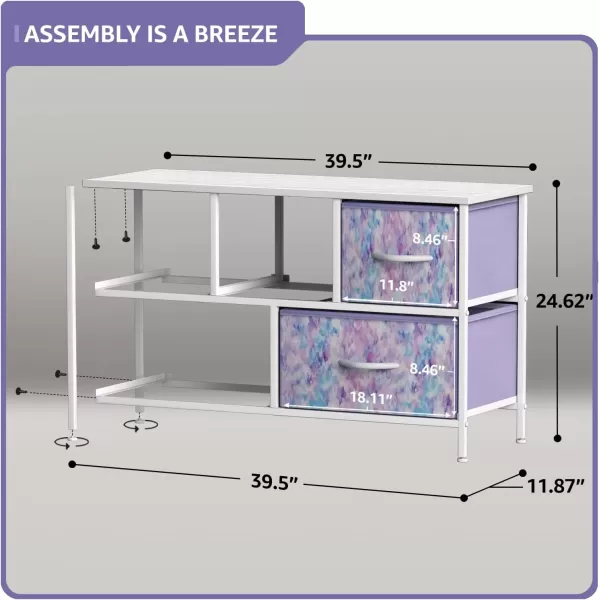 imageSorbus Kids Dresser with 5 Drawers  Storage Chest Organizer Unit with Steel Frame Wood Top Easy Pull Fabric Bins  Long Wide TV Stand for Bedroom Furniture Hallway Closet ampamp Office OrganizationTiedye Purple