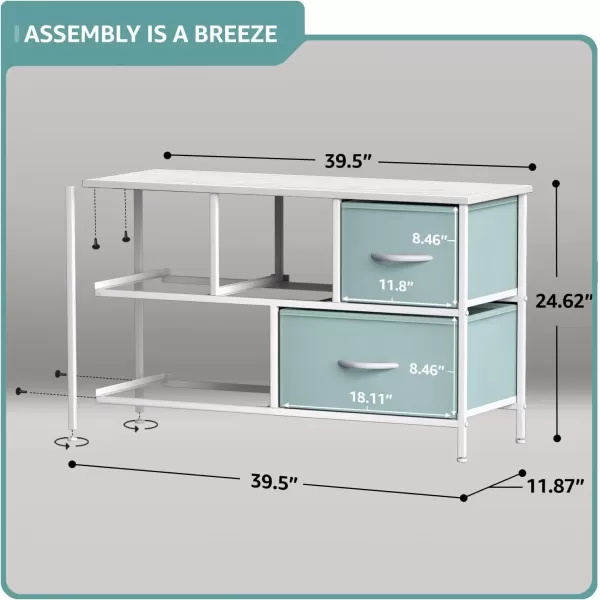 imageSorbus Kids Dresser with 5 Drawers  Storage Chest Organizer Unit with Steel Frame Wood Top Easy Pull Fabric Bins  Long Wide TV Stand for Bedroom Furniture Hallway Closet ampamp Office OrganizationPastel Aqua