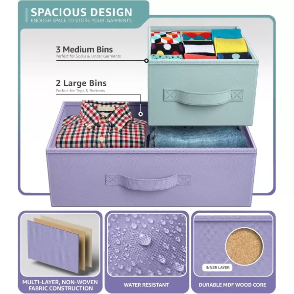 imageSorbus Kids Dresser with 5 Drawers  Storage Chest Organizer Unit with Steel Frame Wood Top Easy Pull Fabric Bins  Long Wide TV Stand for Bedroom Furniture Hallway Closet ampamp Office OrganizationMulti ColorWhite