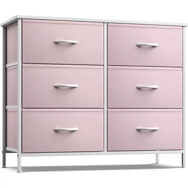 imageSorbus Kids Dresser with 5 Drawers  Storage Chest Organizer Unit with Steel Frame Wood Top ampamp Handles Tiedye Fabric Bins for Clothes  Wide Furniture for Bedroom Hallway Kids Room Nursery ampamp ClosetPink