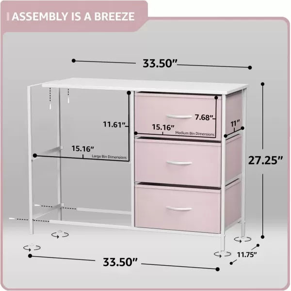 imageSorbus Kids Dresser with 5 Drawers  Storage Chest Organizer Unit with Steel Frame Wood Top ampamp Handles Tiedye Fabric Bins for Clothes  Wide Furniture for Bedroom Hallway Kids Room Nursery ampamp ClosetPink