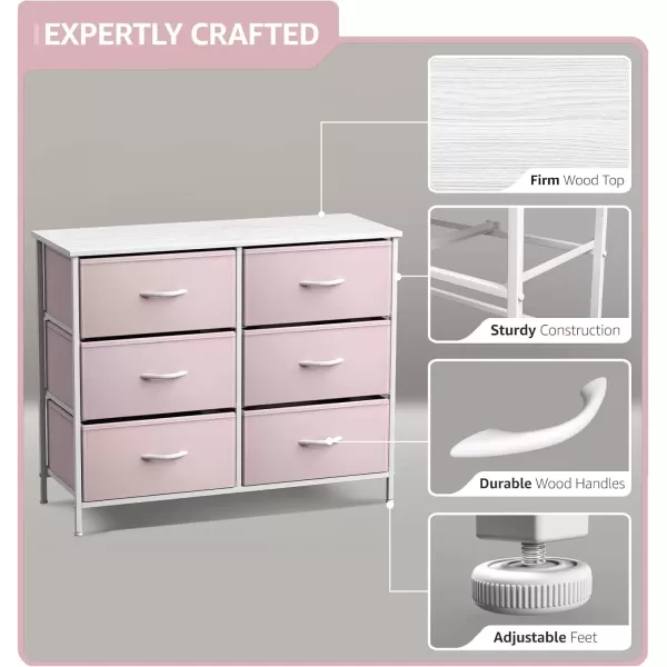 imageSorbus Kids Dresser with 5 Drawers  Storage Chest Organizer Unit with Steel Frame Wood Top ampamp Handles Tiedye Fabric Bins for Clothes  Wide Furniture for Bedroom Hallway Kids Room Nursery ampamp ClosetPink