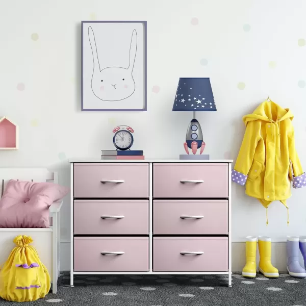 imageSorbus Kids Dresser with 5 Drawers  Storage Chest Organizer Unit with Steel Frame Wood Top ampamp Handles Tiedye Fabric Bins for Clothes  Wide Furniture for Bedroom Hallway Kids Room Nursery ampamp ClosetPink
