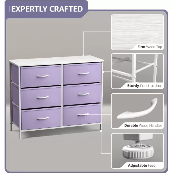 imageSorbus Kids Dresser with 5 Drawers  Storage Chest Organizer Unit with Steel Frame Wood Top ampamp Handles Tiedye Fabric Bins for Clothes  Wide Furniture for Bedroom Hallway Kids Room Nursery ampamp ClosetPurple