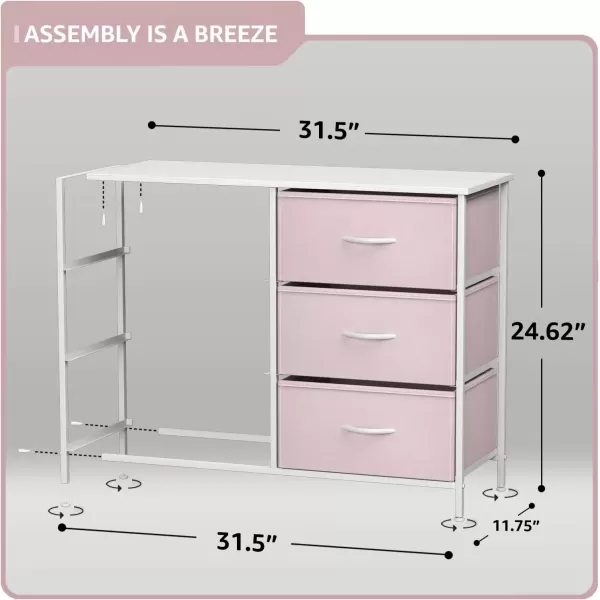 imageSorbus Kids Dresser with 5 Drawers  Storage Chest Organizer Unit with Steel Frame Wood Top ampamp Handles Tiedye Fabric Bins for Clothes  Wide Furniture for Bedroom Hallway Kids Room Nursery ampamp ClosetPink