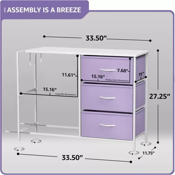 imageSorbus Kids Dresser with 5 Drawers  Storage Chest Organizer Unit with Steel Frame Wood Top ampamp Handles Tiedye Fabric Bins for Clothes  Wide Furniture for Bedroom Hallway Kids Room Nursery ampamp ClosetPurple