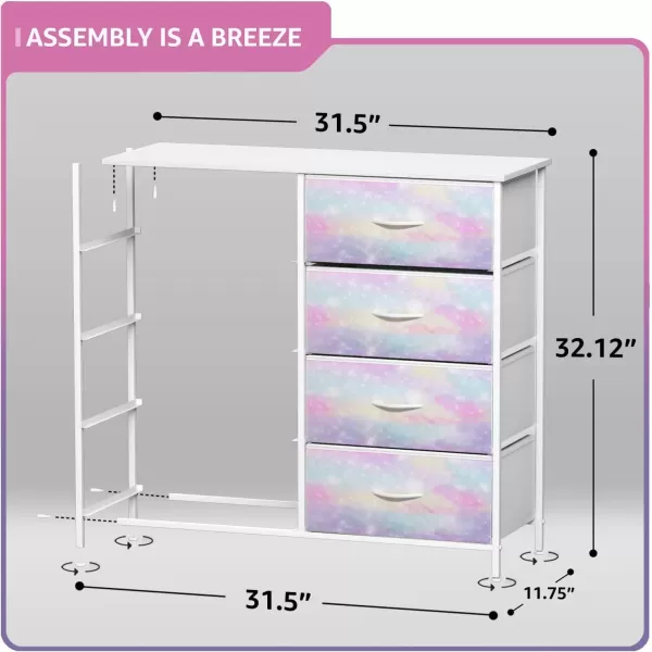 imageSorbus Kids Dresser with 6 Drawers  Storage Chest Organizer Nightstand  Steel Frame Wood Top TieDye Fabric Bins for Clothes  Wide Furniture for Bedroom Hallway Nursery Closet ampamp ApartmentRainbow Sparkle