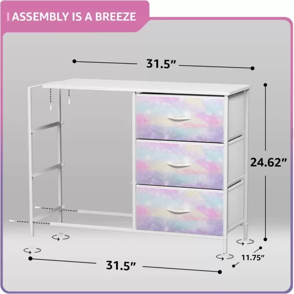 imageSorbus Kids Dresser with 6 Drawers  Storage Chest Organizer Nightstand  Steel Frame Wood Top TieDye Fabric Bins for Clothes  Wide Furniture for Bedroom Hallway Nursery Closet ampamp ApartmentRainbow Sparkle