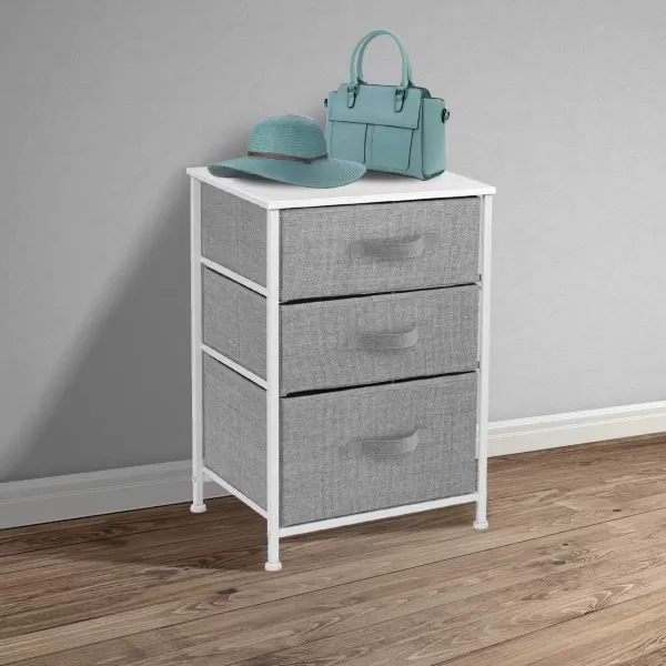 imageSorbus Nightstand with 3 Drawers  Bedside Furniture End Table Night Stand with Steel Frame Wood Top ampamp Easy Pull Fabric Bins  Small Dresser ampamp Chest for Home Bedroom Accessories ampamp Office