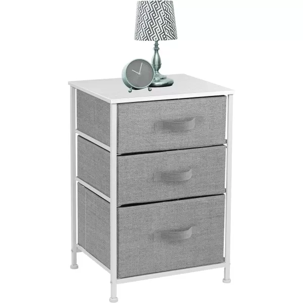 imageSorbus Nightstand with 3 Drawers  Bedside Furniture End Table Night Stand with Steel Frame Wood Top ampamp Easy Pull Fabric Bins  Small Dresser ampamp Chest for Home Bedroom Accessories ampamp Office